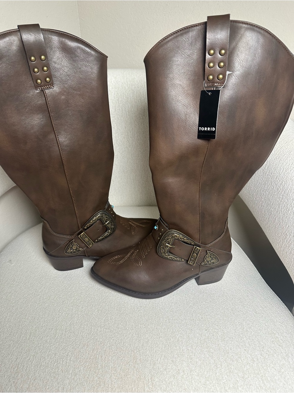Torrid Brown Western Buckle Boots